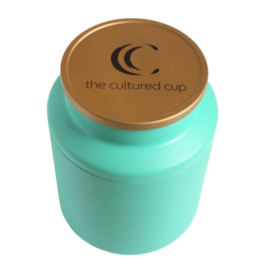 Tea The Culture of Tea Storage | Cultured Cup Tin, Turquoise With Gold Lid