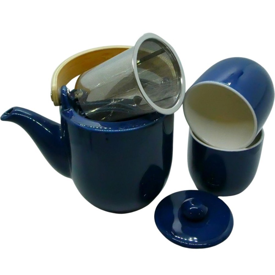 Tea Dethlefsen & Balk Inc. Serving | Tea Set, Teapot + 2 Cups, Navy Blue