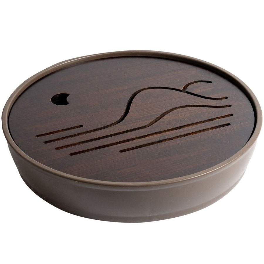 Tea The Culture of Tea Preparation | Tea Ritual Tray, Round, Walnut Finish