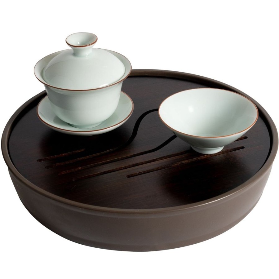 Tea The Culture of Tea Preparation | Tea Ritual Tray, Round, Walnut Finish