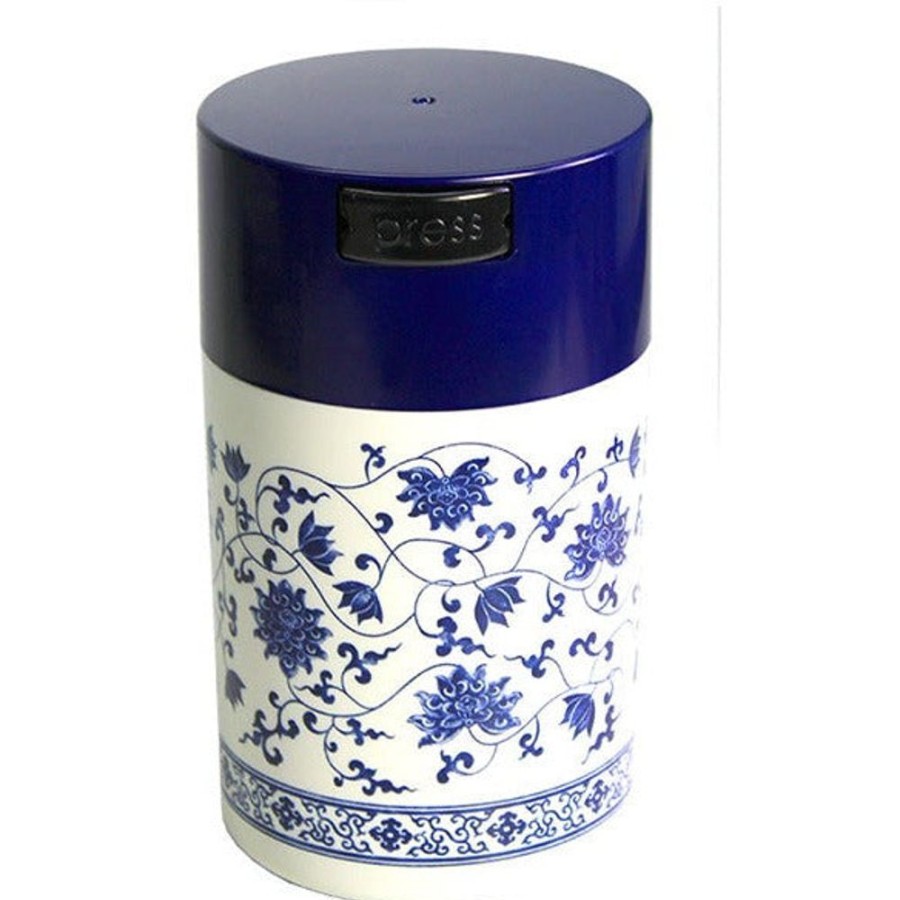 Tea Tight Pac America Storage | Tea Vacuum Canister, Blue/White, 4 Oz